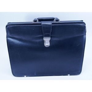 Johnston & Murphy Executive Briefcase Leather Black Travel Business Laptop Bag